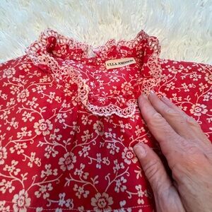 Ulla Johnson babydoll red eyelet ruffled sleeve cotton dress Size 6, fits a 4-12